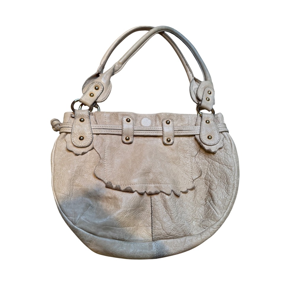 Peruzzi‎ Made in Florence Leather Shoulder Bag Beige Hobo Purse